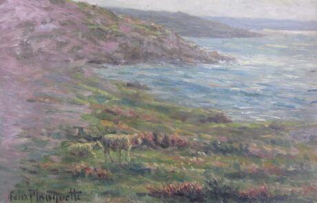 Moutons dans la Hague, peintre de la Normandie