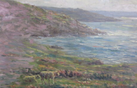 Moutons dans la Hague, peintre de la Normandie