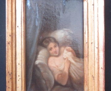 Jeune fille, huile sur papier.