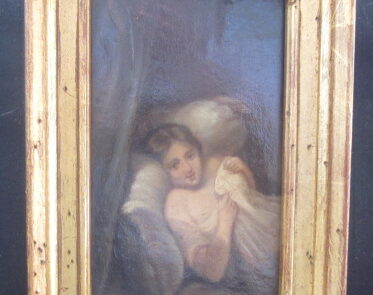 Jeune fille, huile sur papier.
