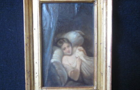 Jeune fille, huile sur papier.