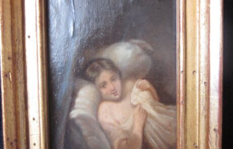 Jeune fille, huile sur papier.