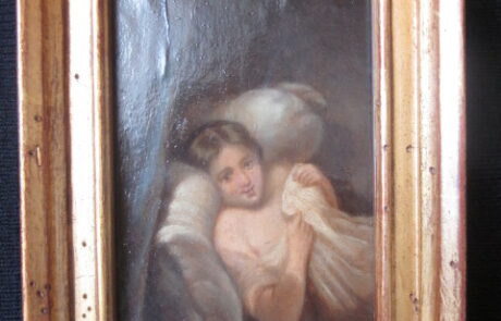 Jeune fille, huile sur papier.