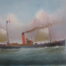 Bateau vapeur, huile sur carton