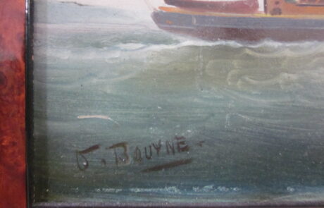 Bateau vapeur, huile sur carton