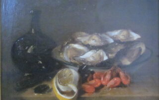 Nature morte aux huitres et crevettes.