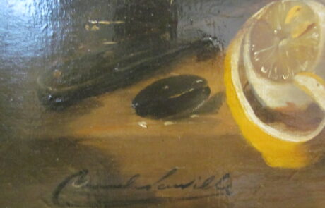 Nature morte aux huitres et crevettes.